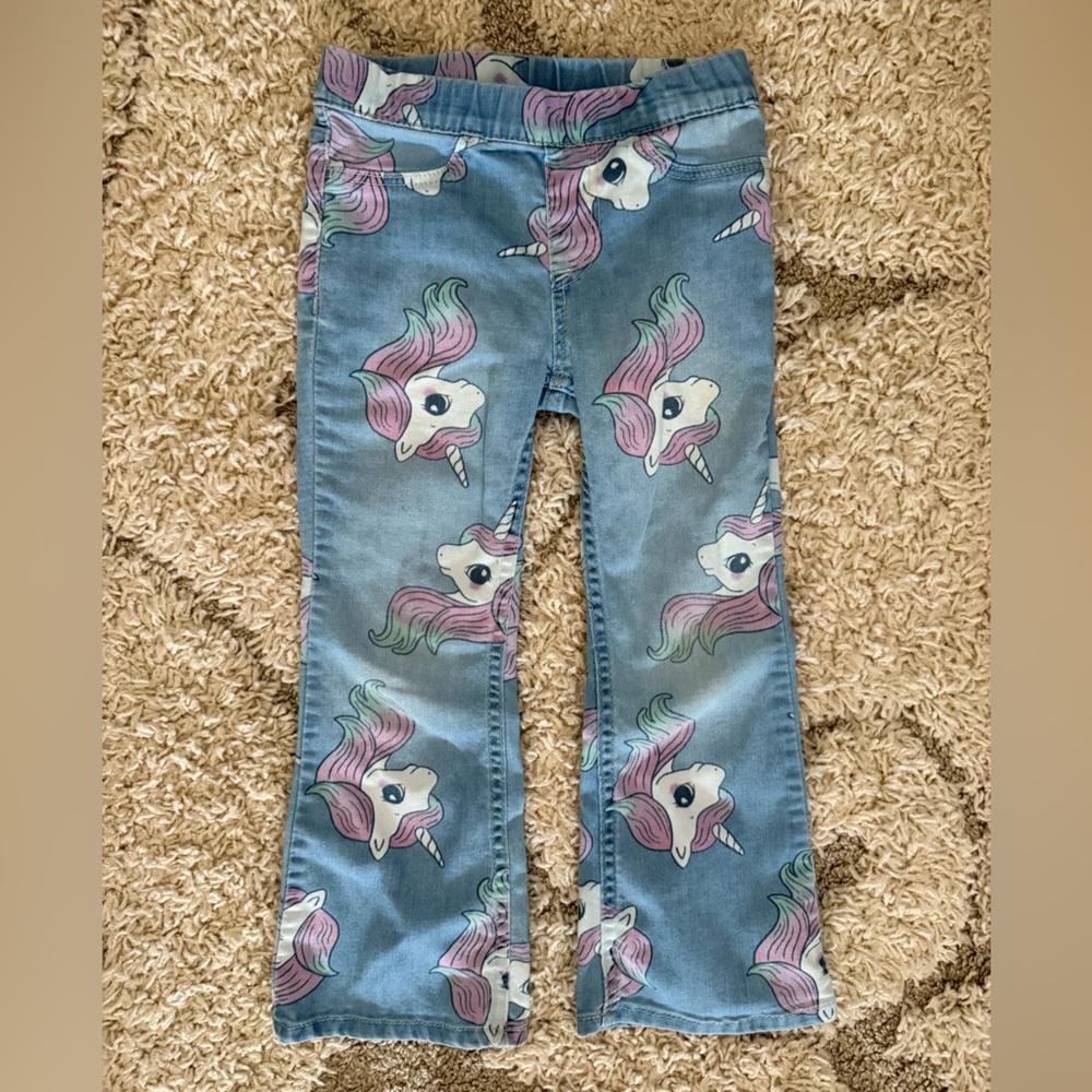 H&M Kids Unicorn Print Jeans - Blue and Pink